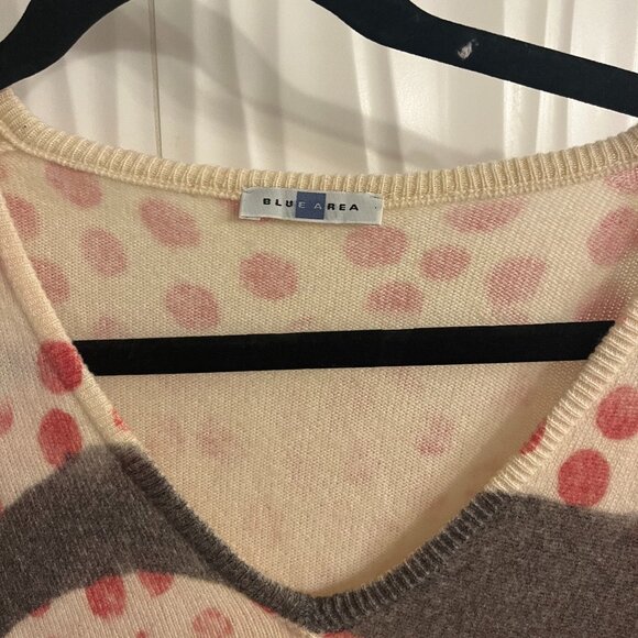 RARE Blue Area Sweater – Lichtenstein-Inspired Cashmere Art Knit – Sz S - Picture 3 of 6